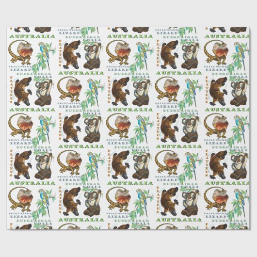einzigartige Tiere in Australien Geschenkpapier (Flach)