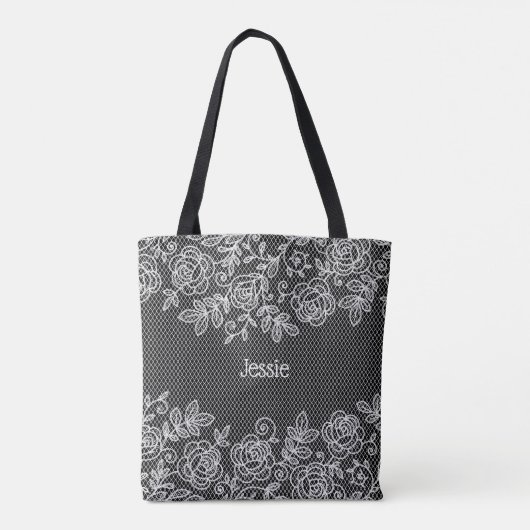 Einzigartige, transparente Faux-Floral-Spitze pers Tasche (Rückseite)