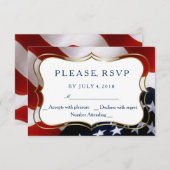 Einzigartige, trendige US-Flagge mit Hochzeitsszen RSVP Karte (Vorne/Hinten)