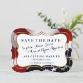 Einzigartige, trendige US-Flagge "Wedding Save the Date (Stehend Vorderseite)