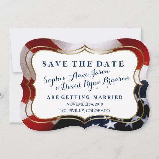 Einzigartige, trendige US-Flagge "Wedding Save the Save The Date (Vorderseite)