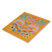 Einzigartige tropische orangefarbene Blume Fliese (Seite)