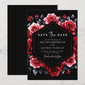 Einzigartige Typografie Crimson Red Wedding Save The Date (Vorne/Hinten)