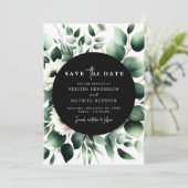 Einzigartige Typografie Eukalyptus Digital Wedding Save The Date (Stehend Vorderseite)