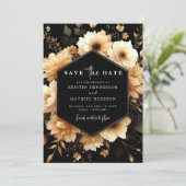 Einzigartige Typografie, Gold und Schwarze Hochzei Save The Date (Stehend Vorderseite)