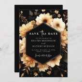 Einzigartige Typografie, Gold und Schwarze Hochzei Save The Date (Vorne/Hinten)