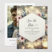 Einzigartige Typografie Mason Jar Wedding Save The Date (Vorne/Hinten)