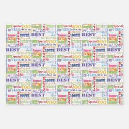 Einzigartige und besondere 100. Geburtstagsgeschen Geschenkpapier Set