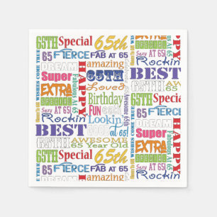 Einzigartige und besondere 65. Geburtstagsgeschenk Serviette