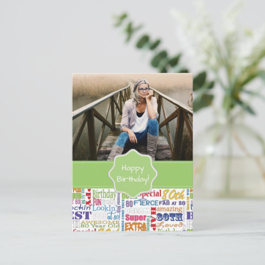 Einzigartige und besondere 80. Geburtstagsgeschenk Einladungspostkarte (Stehend Vorderseite)