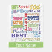 Einzigartige und besondere 80. Geburtstagsgeschenk Fleecedecke (Vorderseite)
