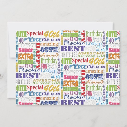 Einzigartige und besondere Geschenke zum 40. Gebur Einladung (Rückseite)