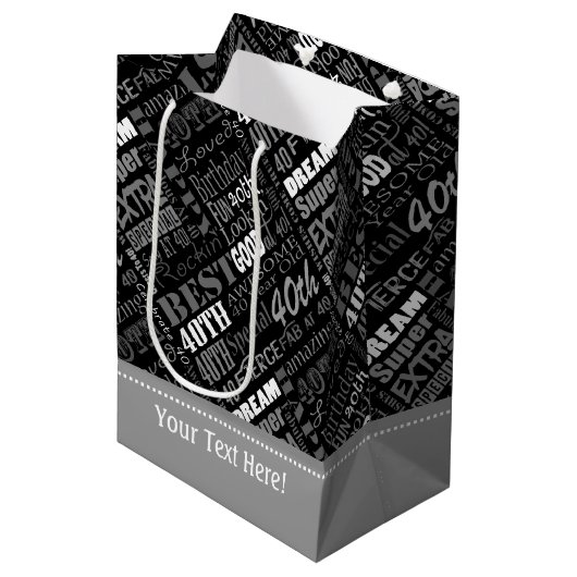 Einzigartige und besondere Geschenke zum 40. Gebur Mittlere Geschenktüte (Vorderseite Schrägansicht)