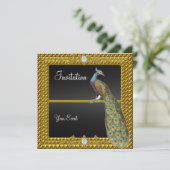 Einzigartige und elegante Black Gold Einladung (Stehend Vorderseite)