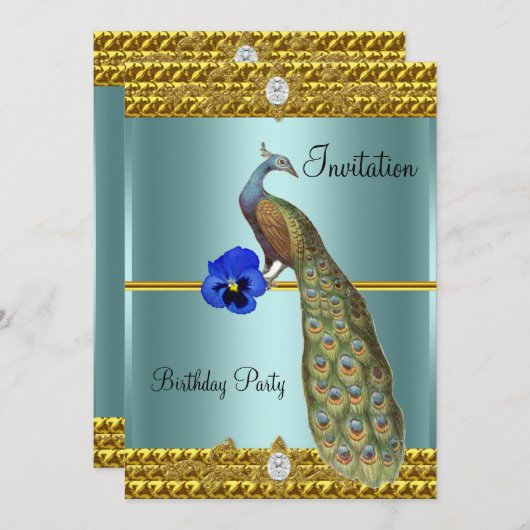 Einzigartige und elegante Einladung zu Gold und Pf (Vorne/Hinten)