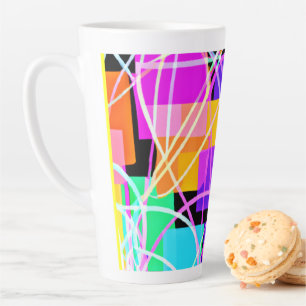 Einzigartige und farbenfrohe Neonmuster Kunst Milchtasse