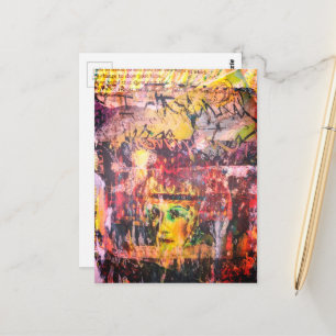 Einzigartige und farbenfrohe Vintage-Gesicht-Mixed Postkarte