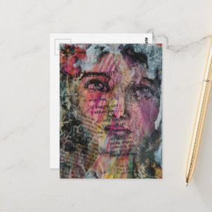 Einzigartige und farbenfrohe Vintage-Gesichtsmisch Postkarte