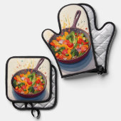 Einzigartige und moderne Designs Ofen-Mitt und Pot Ofenhandschuh & Topflappen-Set (Vorderseite/Rückseite)