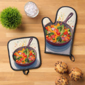 Einzigartige und moderne Designs Ofen-Mitt und Pot Ofenhandschuh & Topflappen-Set (Oben Unten)