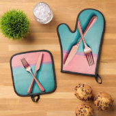 Einzigartige und moderne Designs Ofen-Mitt und Pot Ofenhandschuh & Topflappen-Set (Oben Unten)