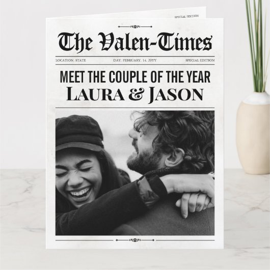 Einzigartige Valentinstag Card, Paare Zeitungsgesc Karte (Vorderseite)