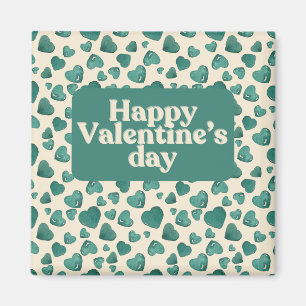 Einzigartige Valentintagskarte handgemalt grün Magnet