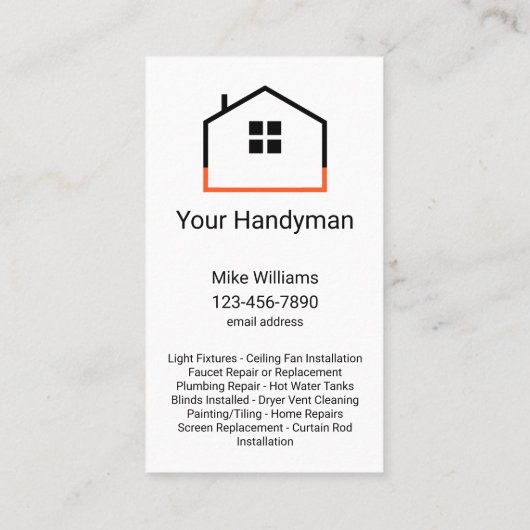 Einzigartige vertikale Handyman-Visitenkarten Visitenkarte (Rückseite)