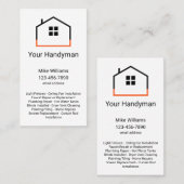 Einzigartige vertikale Handyman-Visitenkarten Visitenkarte (Vorne/Hinten)