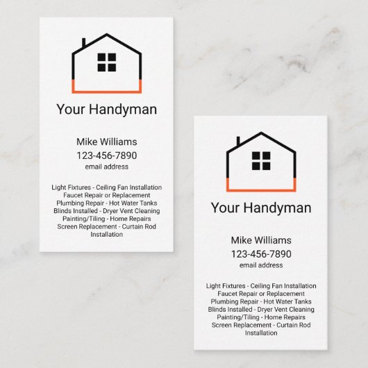 Einzigartige vertikale Handyman-Visitenkarten Visitenkarte (Vorne/Hinten)