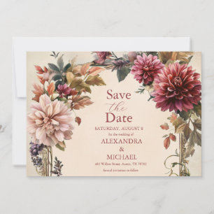 Einzigartige viktorianische königliche florale Hoc Save The Date