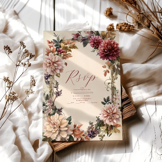 Einzigartige Viktorianische Royal Floral Wedding RSVP Karte