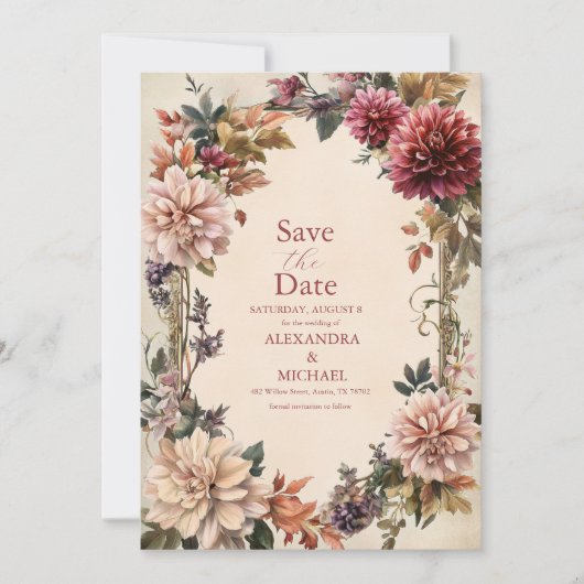 Einzigartige Viktorianische Royal Floral Wedding Save The Date (Vorderseite)