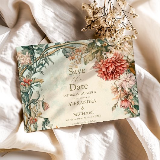 Einzigartige Viktorianische Royal Floral Wedding Save The Date