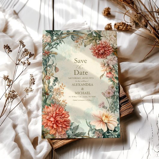 Einzigartige Viktorianische Royal Floral Wedding Save The Date
