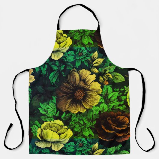 Einzigartige Vintage-Blumenmuster Schürze (Vorderseite)
