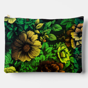 Einzigartige Vintage-Blumenprintfarbe Grün Zubehörtasche