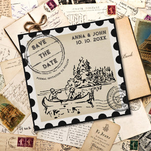 Einzigartige Vintage Briefmarke Save the Date Einladung