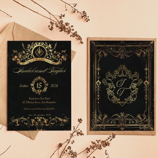 Einzigartige Vintage gotische Hochzeitseinladungen Einladung