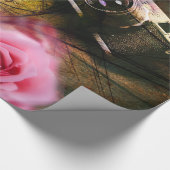 Einzigartige Vintage Kamera, Uhr und Blume Geschenkpapier (Ecke)
