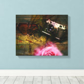 Einzigartige Vintage Kamera, Uhr und Blume Leinwanddruck (Insitu (Holzboden))