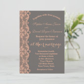 Einzigartige Vintage Pfirsichgraue Hochzeit Einladung (Stehend Vorderseite)