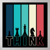 Einzigartige Vintage Schachfiguren denken farbenfr Poster (Vorne)