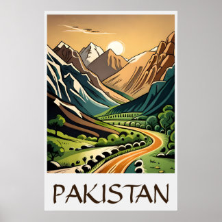 Einzigartige Vintage Style Illustration Pakistan P Poster