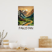 Einzigartige Vintage Style Illustration Pakistan P Poster (Küche)