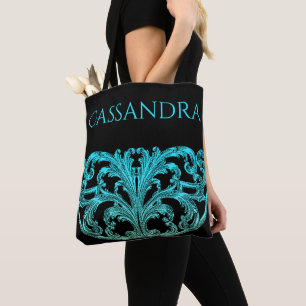 Einzigartige Vintage-Swirbel-Ombre-Blau-Personalis Tasche