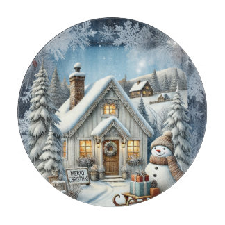 Einzigartige vintage Weihnachtskulisse Papierplatt Schneidebrett