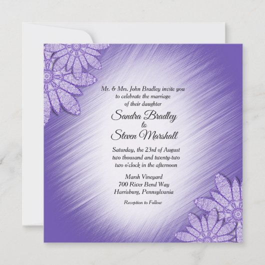 Einzigartige Violett-Hue-Akzente Hochzeitsfeier Einladung (Vorderseite)