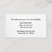 Einzigartige Visitenkarte für Schwarz-Weiß-Auto (Rückseite)