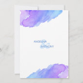 Einzigartige Wasserfarbe Blau Lila Hochzeitseinlad Einladung (Rückseite)